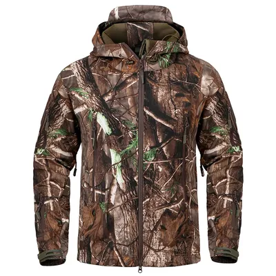 Men's Silent Soft Shell Camouflage Tactical Jacket Waterproof Warm Fleece Hunting Jackets Outdoor Hiking Fishing Hooded Men's Silent Soft Shell Camouflage Tactical Jacket Waterproof Warm Fleece Hunting Jackets Outdoor Hiking Fishing Hooded