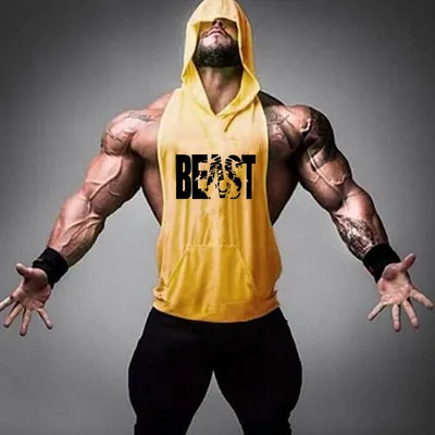 Mens Sleeveless Gym Hoodies Workout Top