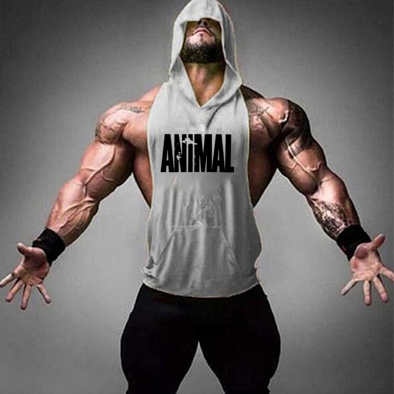 Mens Sleeveless Gym Hoodies Workout Top