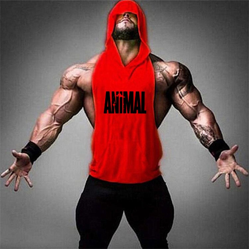 Mens Sleeveless Gym Hoodies Workout Top