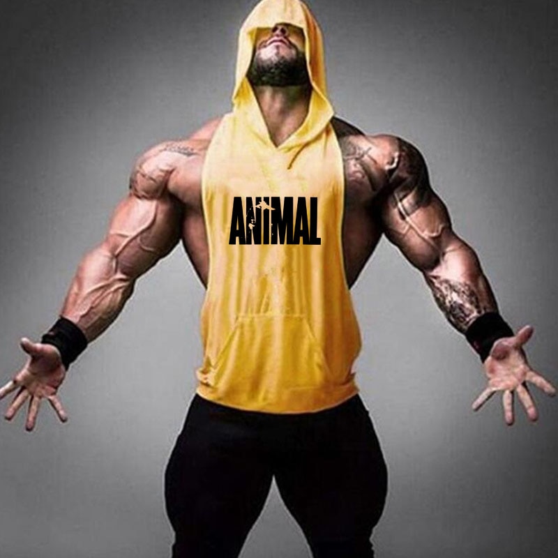 Mens Sleeveless Gym Hoodies Workout Top