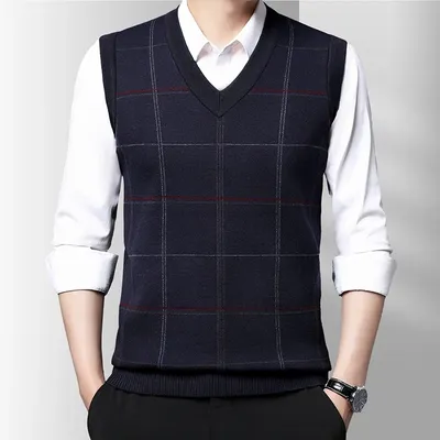 Mens Sleeveless V Neck Sweater