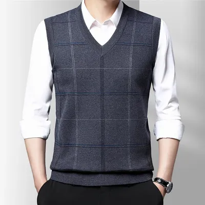 Mens Sleeveless V Neck Sweater