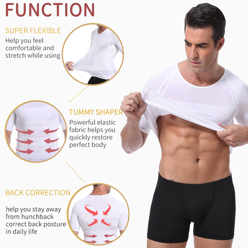 Men's Slimming Shaper Posture Vest Male Tummy Abdomen Corrector Compression Body Modeling Fat Burner Chest Tummy Shirt