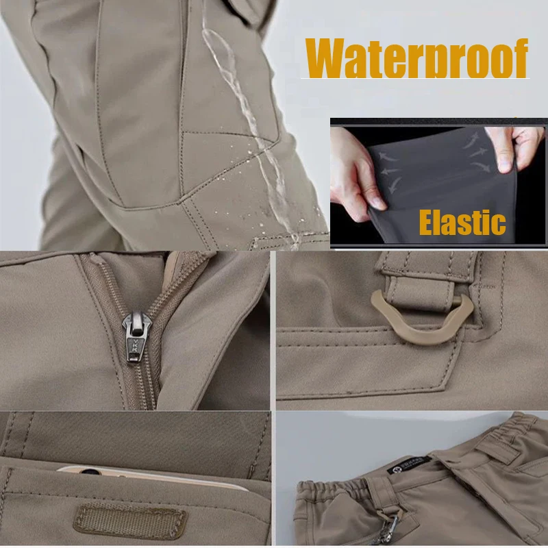 Men's Spring Autumn Tactical Cargo Elastic Pants Combat Trekking Hiking Camping Climbing Run Sport Cycling Work Outdoor