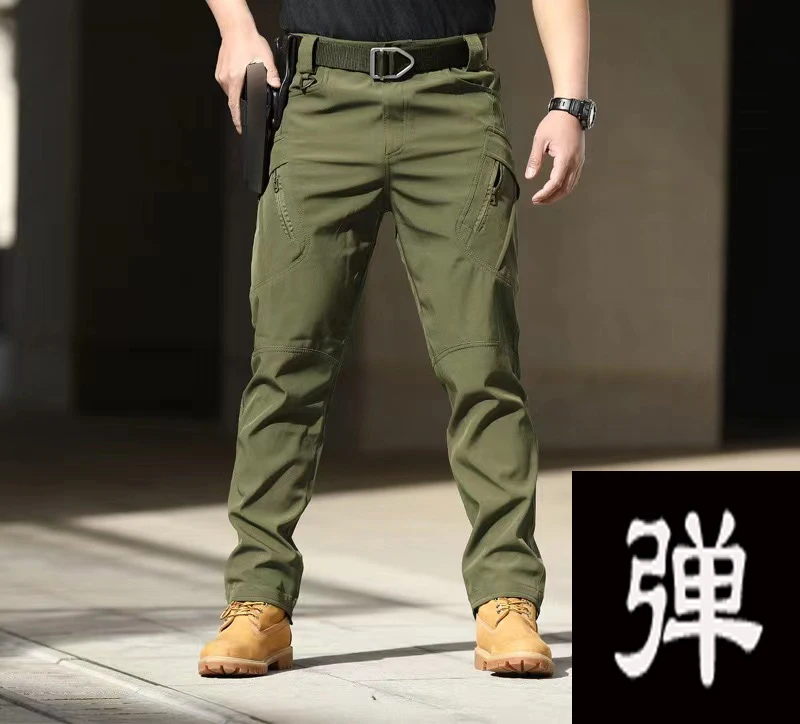 Men's Spring Autumn Tactical Cargo Elastic Pants Combat Trekking Hiking Camping Climbing Run Sport Cycling Work Outdoor