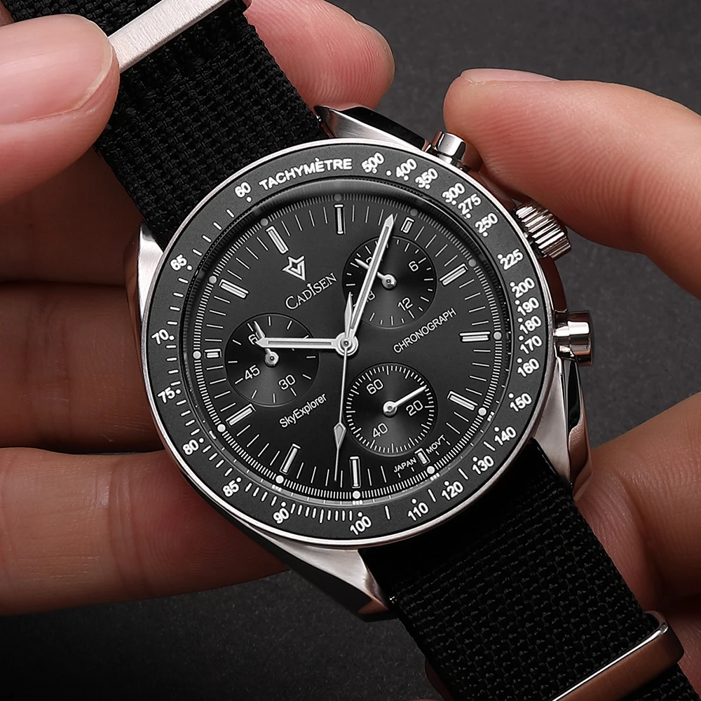 Men's Watches Luxury Quartz Wrist Watch For Men Sapphire AR Coated Crystal Canvas VK68 Speed Chronograph Automatic