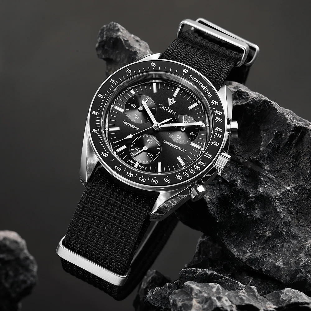 Men's Watches Luxury Quartz Wrist Watch For Men Sapphire AR Coated Crystal Canvas VK68 Speed Chronograph Automatic