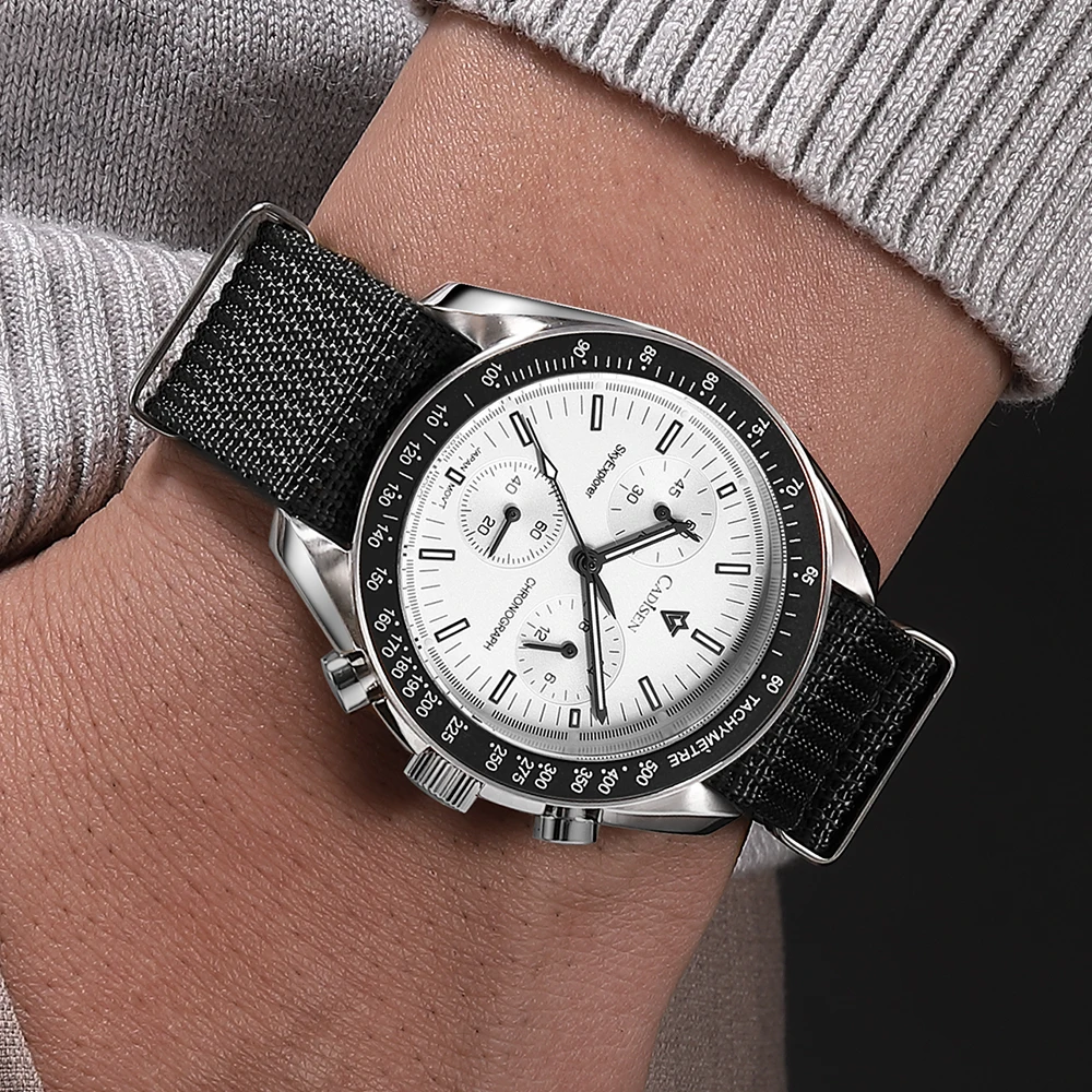 Men's Watches Luxury Quartz Wrist Watch For Men Sapphire AR Coated Crystal Canvas VK68 Speed Chronograph Automatic