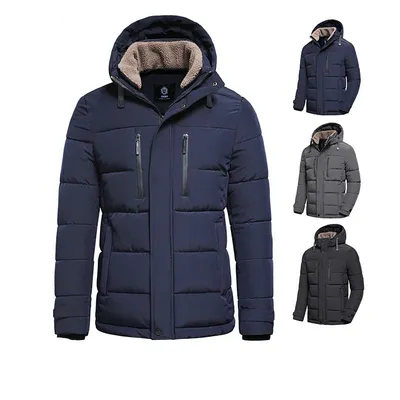 Mens Winter Parka Coat with Removable Hood