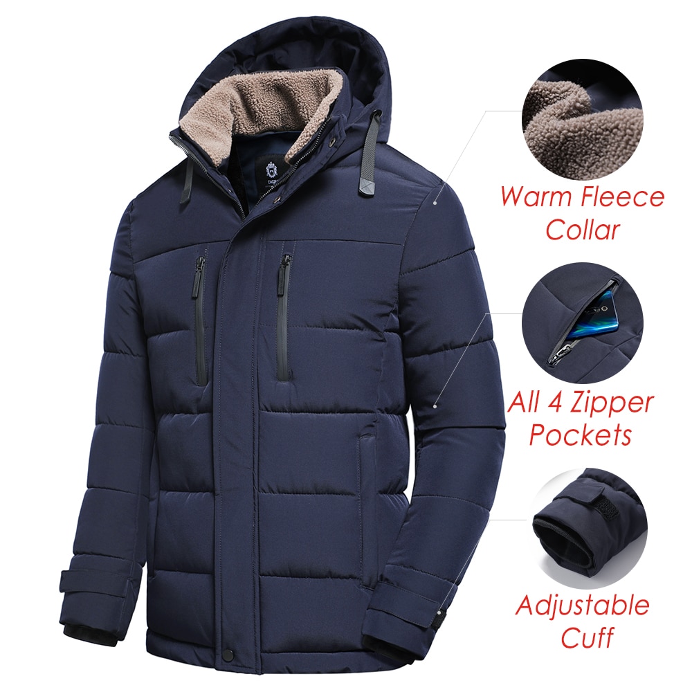 Mens Winter Parka Coat with Removable Hood