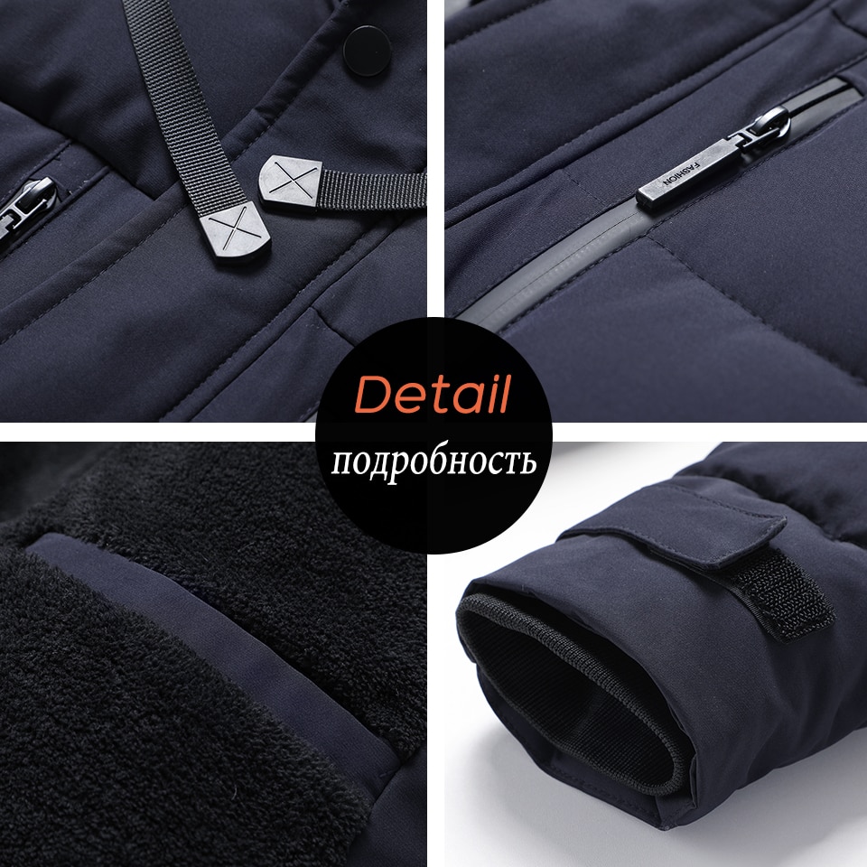 Mens Winter Parka Coat with Removable Hood