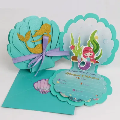 Mermaid Birthday Party Invitations (6Pcs) Mermaid Birthday Party Invitations (6Pcs)