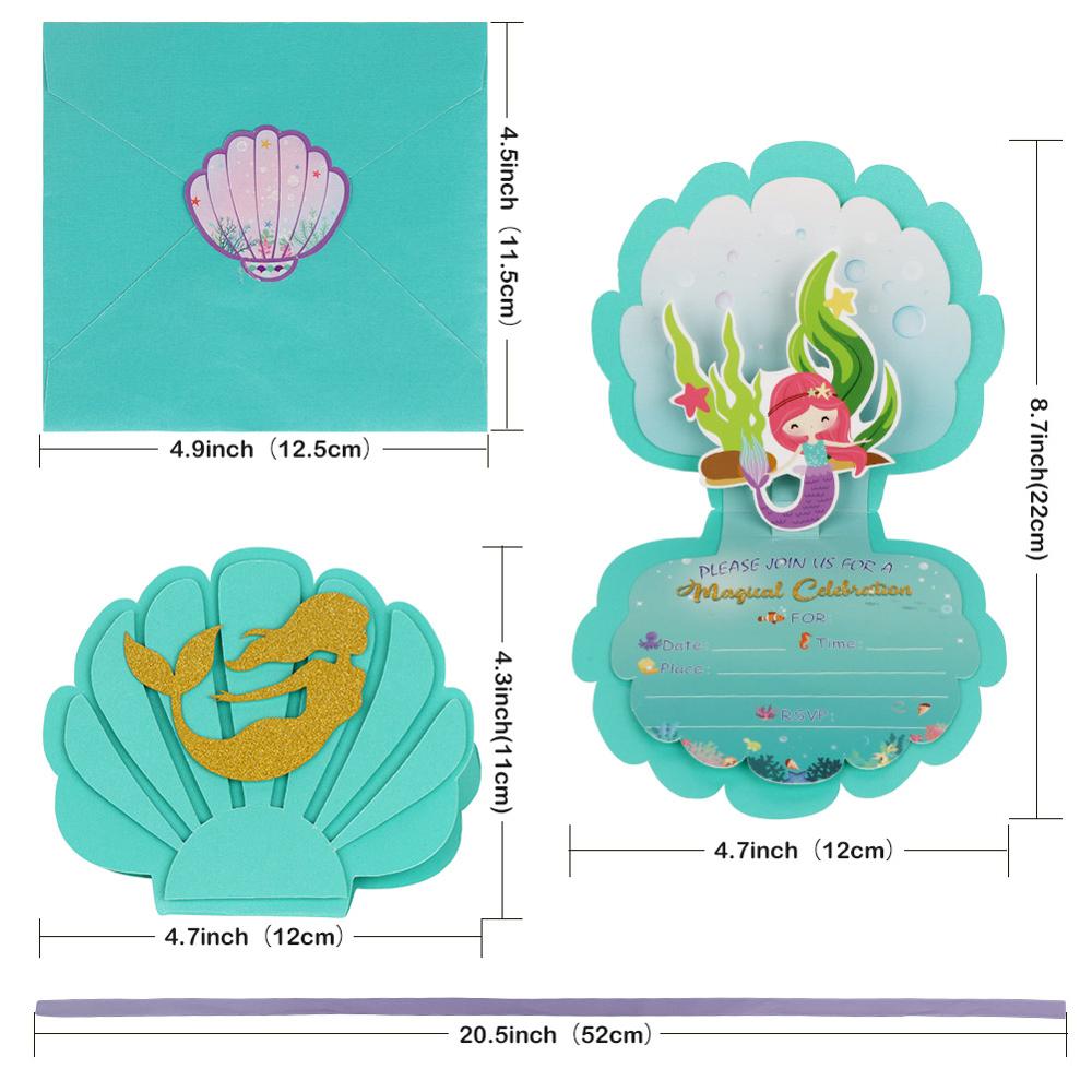Mermaid Birthday Party Invitations (6Pcs) Mermaid Birthday Party Invitations (6Pcs)