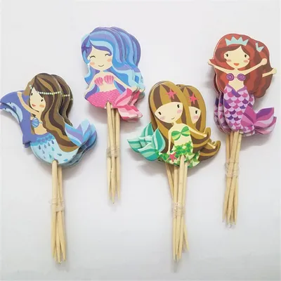 Mermaid Decor Party Cake Topper (Set of 24) Mermaid Decor Party Cake Topper (Set of 24)