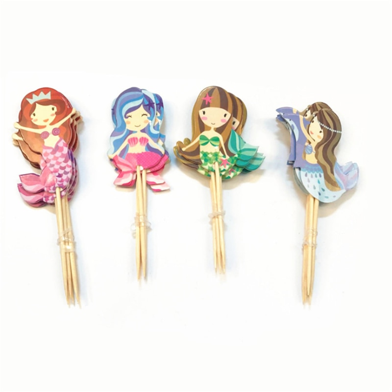 Mermaid Decor Party Cake Topper (Set of 24) Mermaid Decor Party Cake Topper (Set of 24)