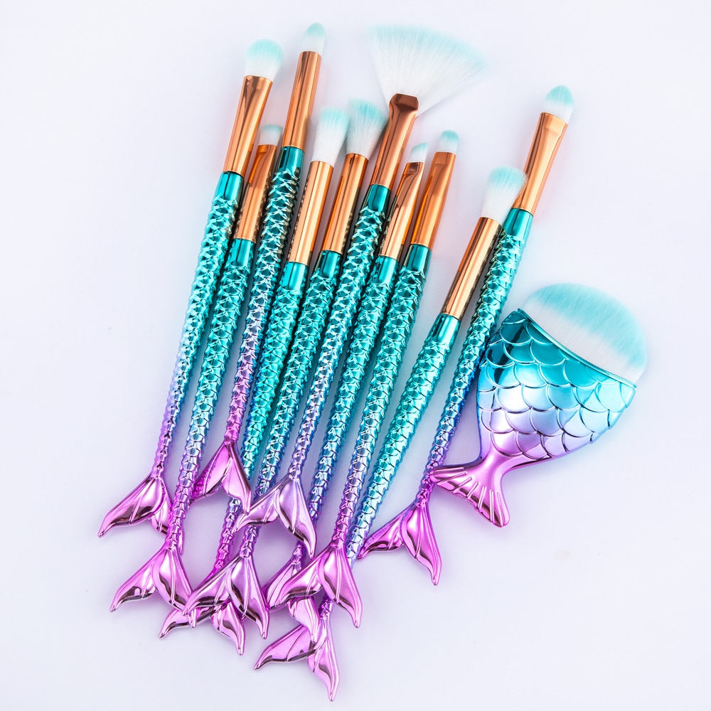 Mermaid Makeup Brush Set Kit (11 pcs) Mermaid Makeup Brush Set Kit (11 pcs)