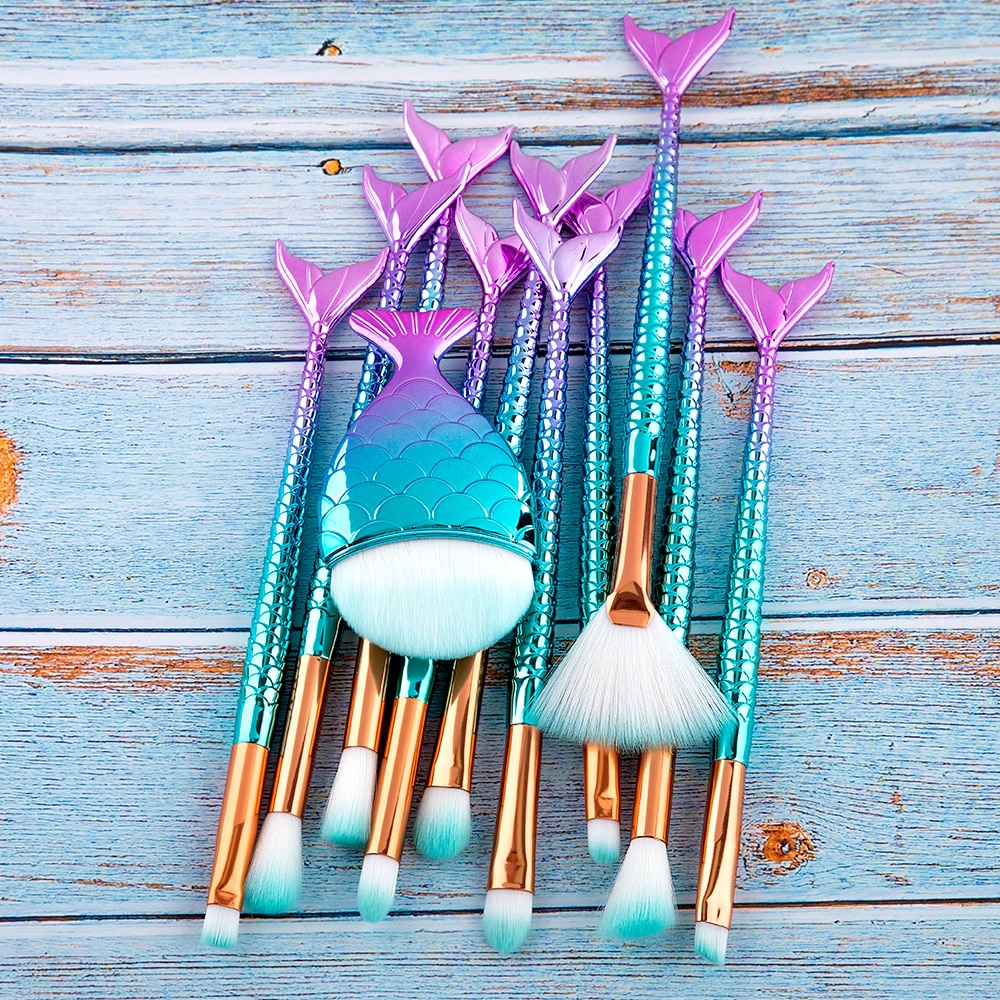 Mermaid Makeup Brush Set Kit (11 pcs) Mermaid Makeup Brush Set Kit (11 pcs)
