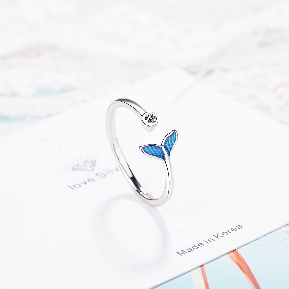 Mermaid Tail Ring with Zircon Stone