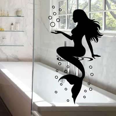 Mermaid Wall Sticker Bathroom Glass Decal