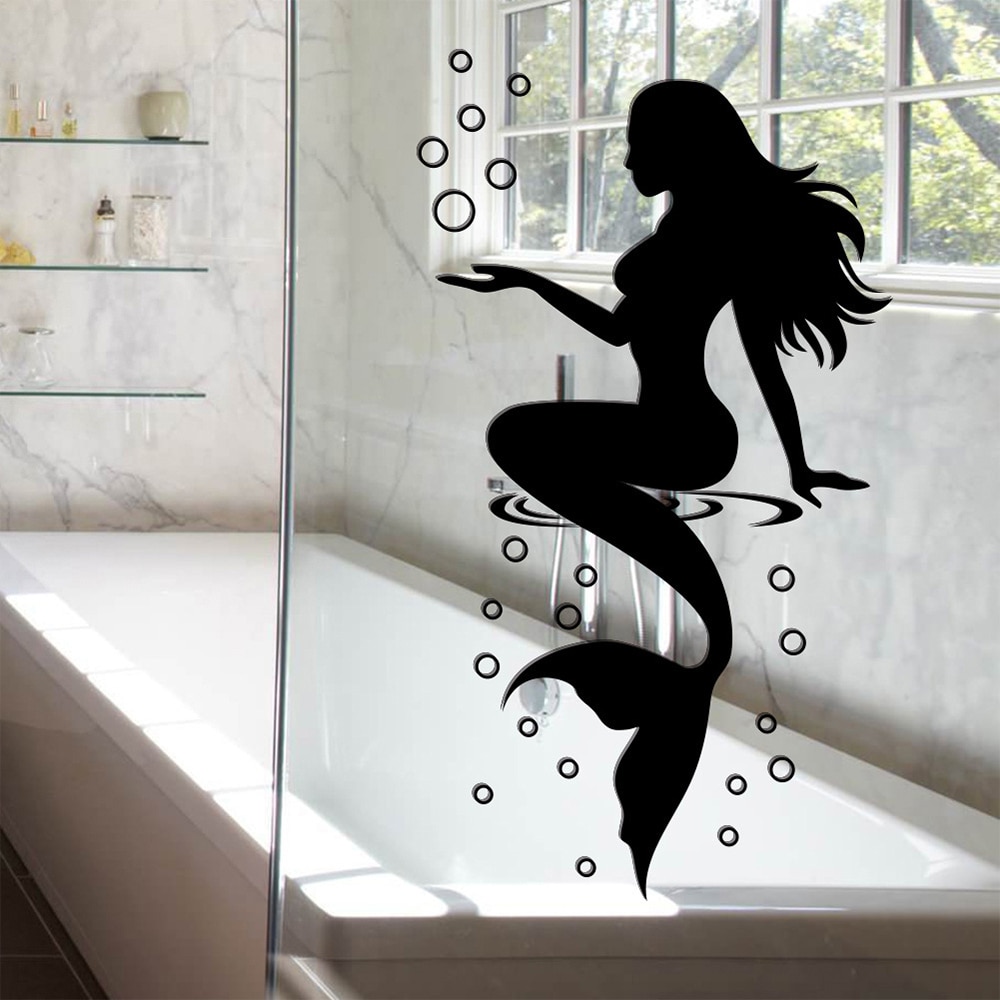 Mermaid Wall Sticker Bathroom Glass Decal Mermaid Wall Sticker Bathroom Glass Decal