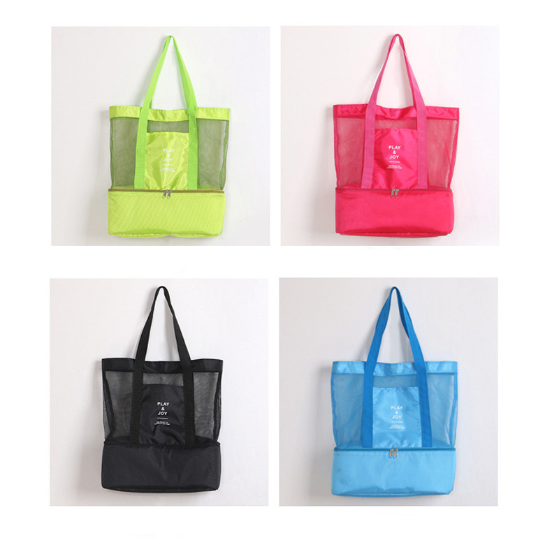 Mesh Beach Tote with Insulated Compartment