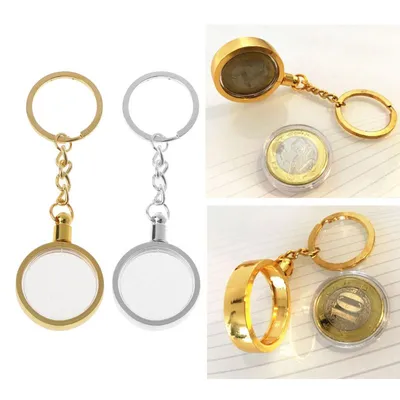 Metal 27mm Coin Holder Keychain
