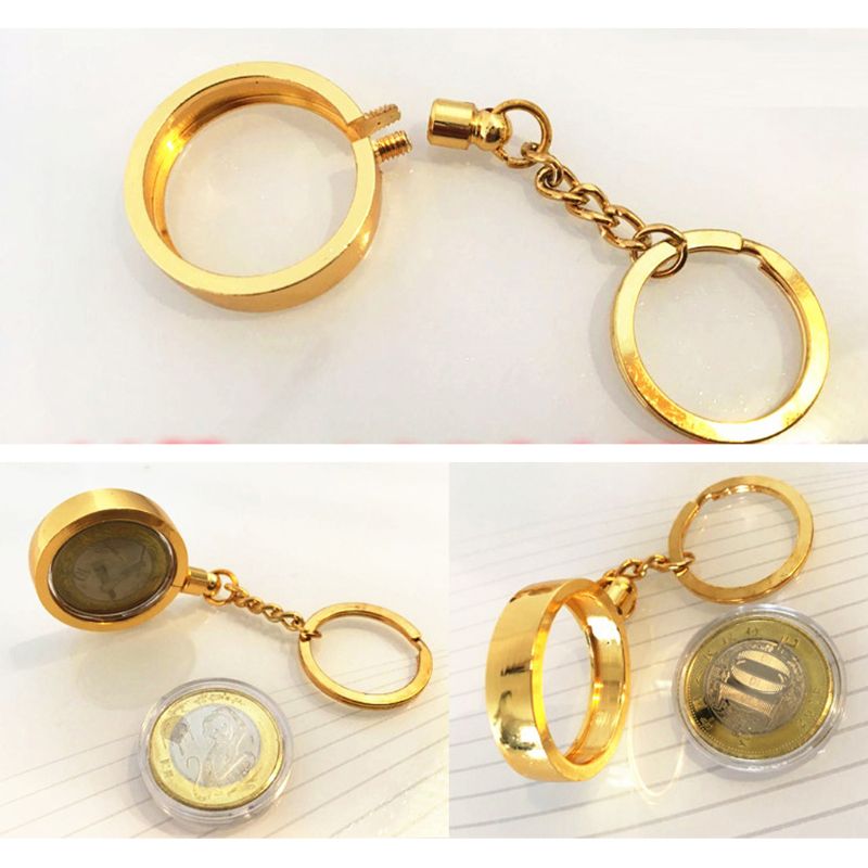 Metal 27mm Coin Holder Keychain