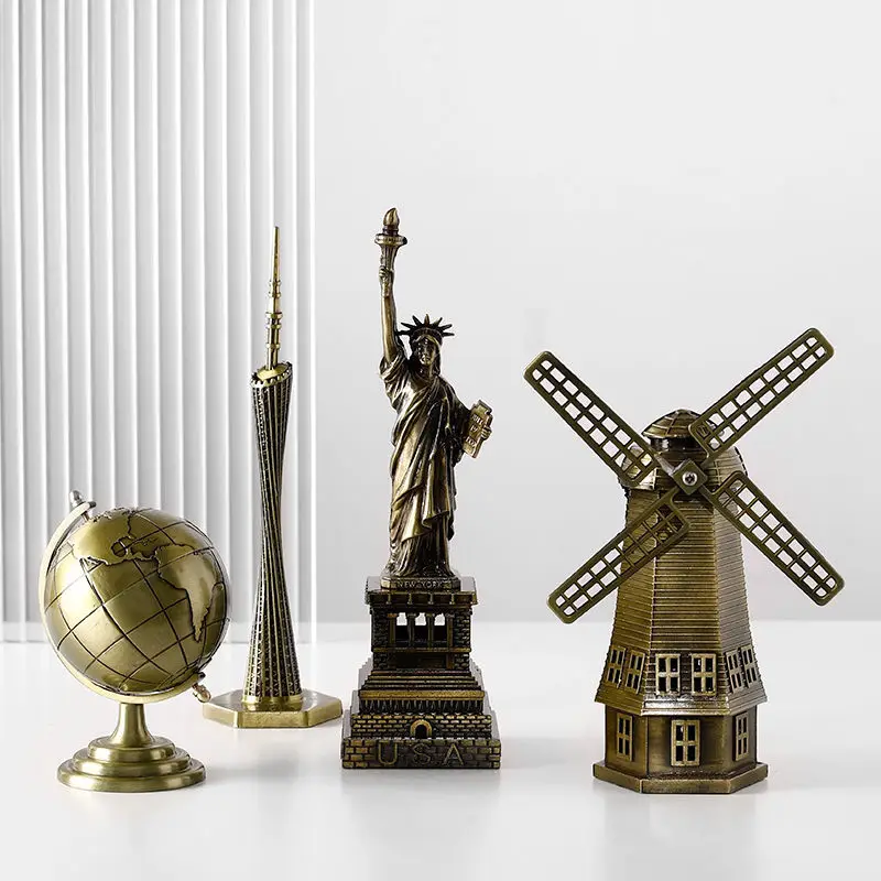 Metal 3D World Famous Architectural Bronze Crafts Model Building Home Decor Eiffel Tower/Statue of Liberty/Empire State