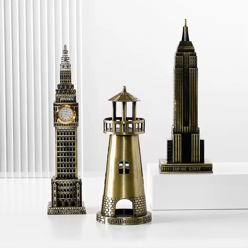Metal 3D World Famous Architectural Bronze Crafts Model Building Home Decor Eiffel Tower/Statue of Liberty/Empire State