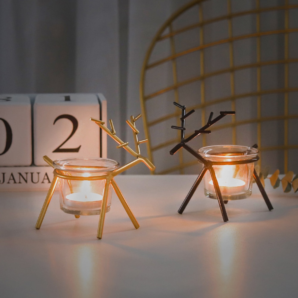 Metal and Glass Deer Candle Holder Metal and Glass Deer Candle Holder