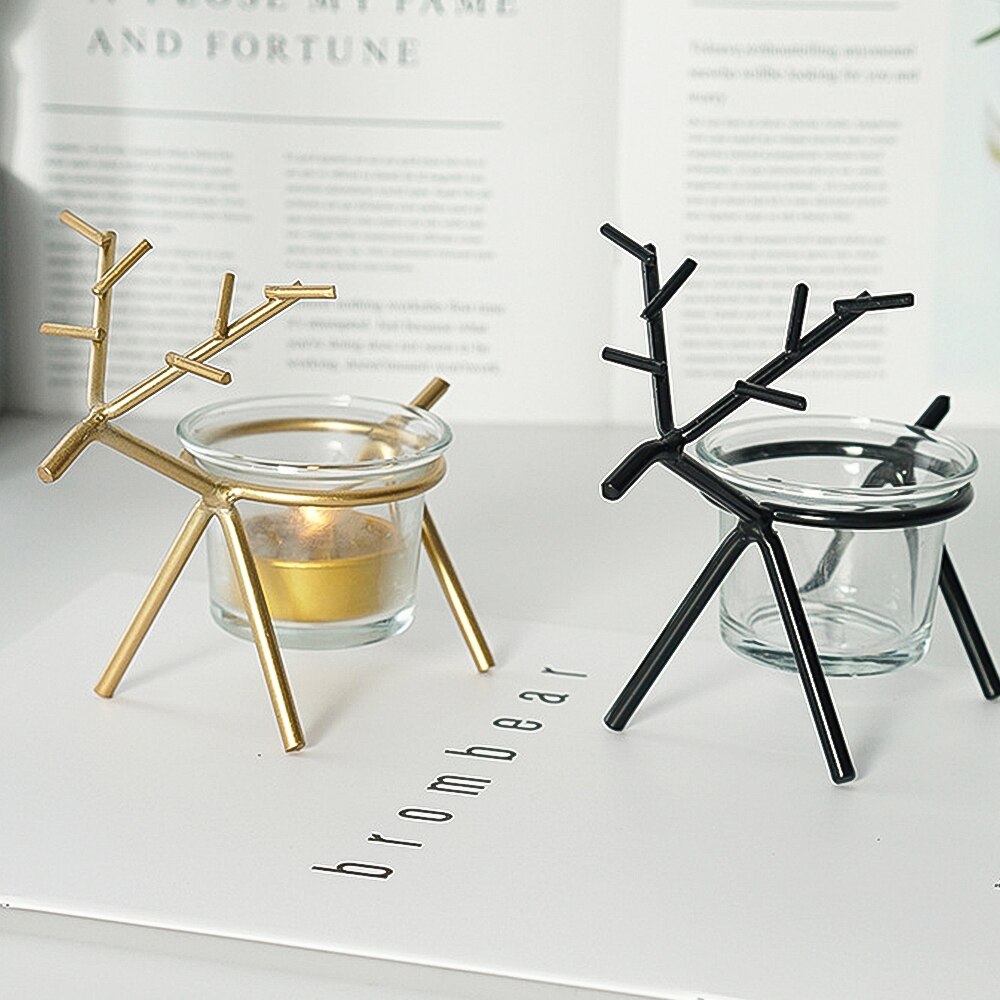Metal and Glass Deer Candle Holder Metal and Glass Deer Candle Holder