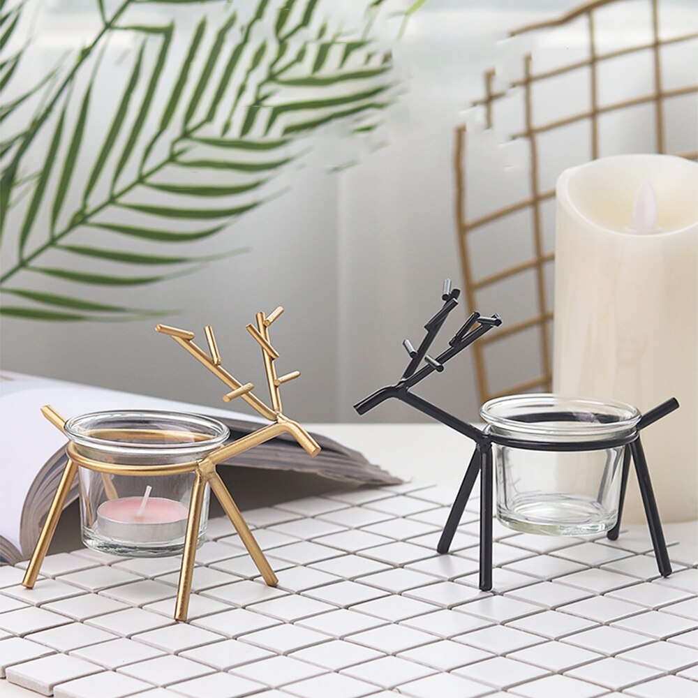 Metal and Glass Deer Candle Holder Metal and Glass Deer Candle Holder