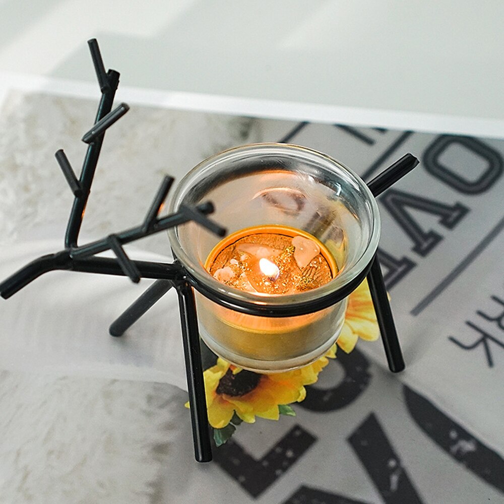 Metal and Glass Deer Candle Holder Metal and Glass Deer Candle Holder