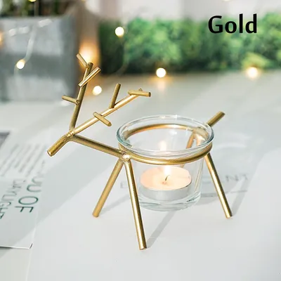 Metal and Glass Deer Candle Holder Metal and Glass Deer Candle Holder