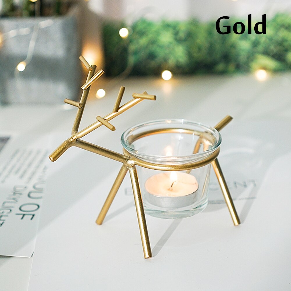 Metal and Glass Deer Candle Holder Metal and Glass Deer Candle Holder