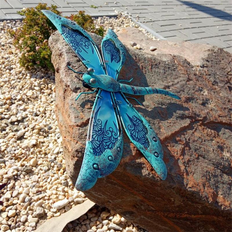 Metal and Glass Dragonfly Outdoor Wall Decor Metal and Glass Dragonfly Outdoor Wall Decor