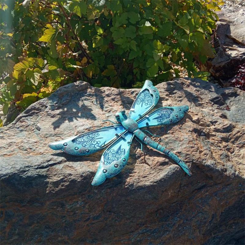 Metal and Glass Dragonfly Outdoor Wall Decor Metal and Glass Dragonfly Outdoor Wall Decor