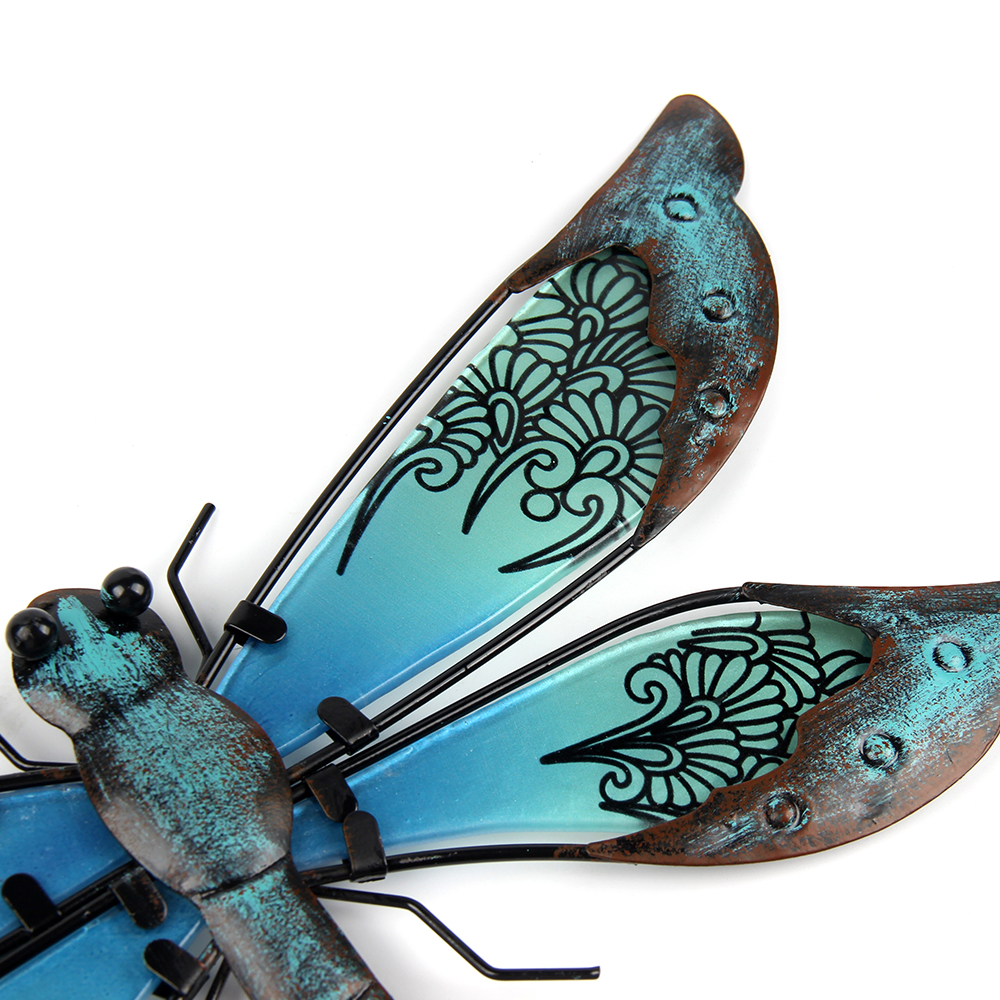Metal and Glass Dragonfly Outdoor Wall Decor Metal and Glass Dragonfly Outdoor Wall Decor
