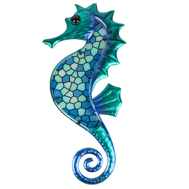 Metal and Glass Seahorse Wall Decor Metal and Glass Seahorse Wall Decor