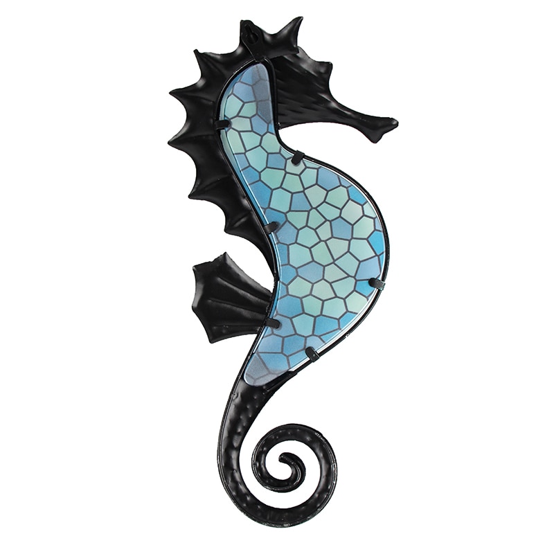 Metal and Glass Seahorse Wall Decor Metal and Glass Seahorse Wall Decor