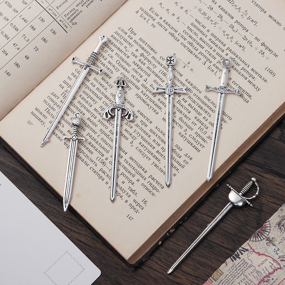Metal Antique Sword Bookmarks (6Pcs)
