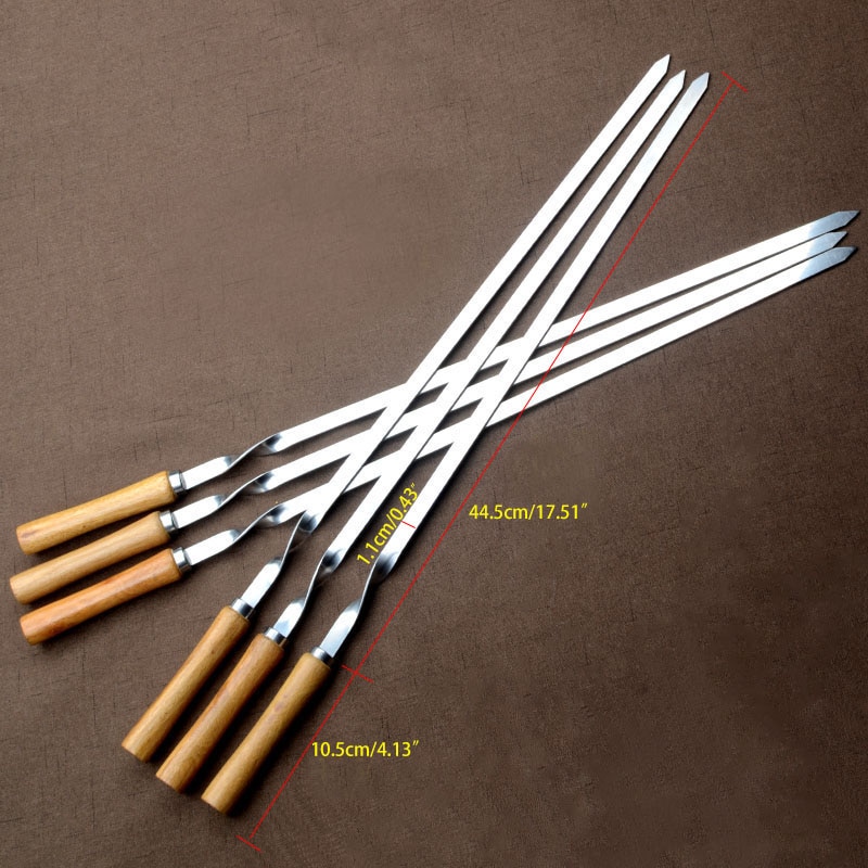 Metal BBQ Skewers Reusable Meat Skewers