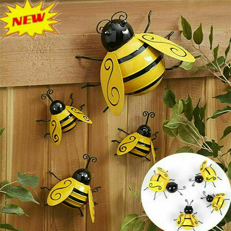 Metal Bee Wall Decor Set (4pcs)