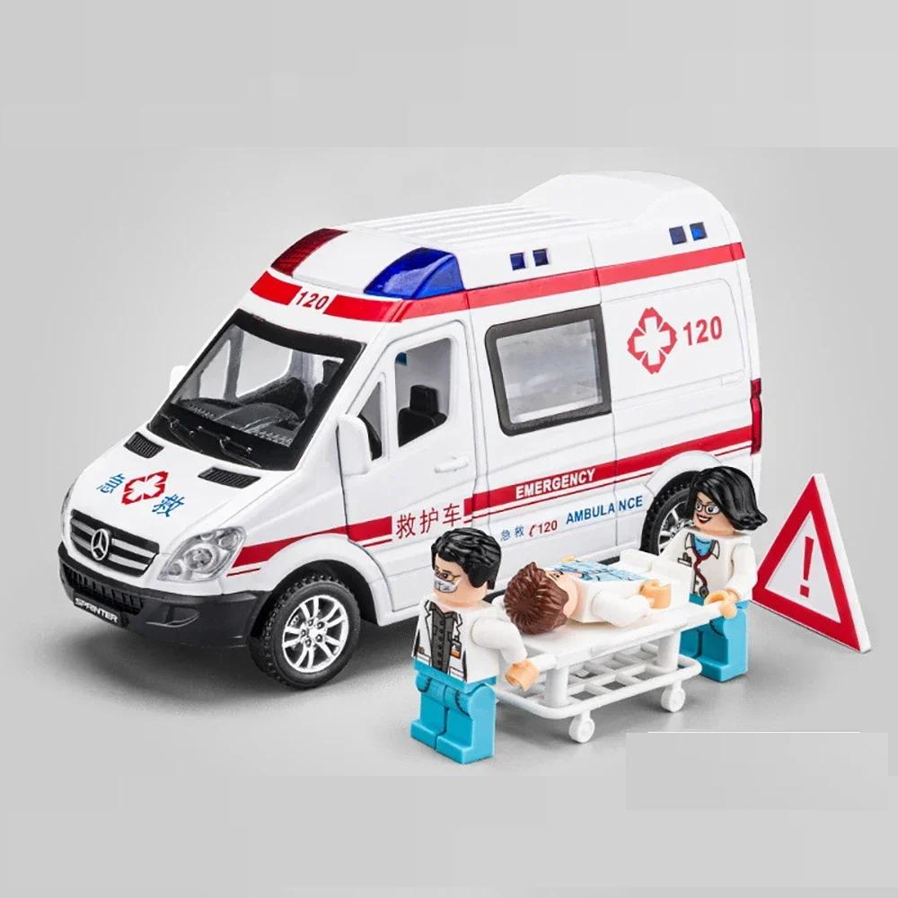 Metal Cars Toys Scale 1/32 Diecast Alloy Ambulance Car Model for Boys Children Kids Toy Vehicles Sound and Light Pull Metal Cars Toys Scale 1/32 Diecast Alloy Ambulance Car Model for Boys Children Kids Toy Vehicles Sound and Light Pull