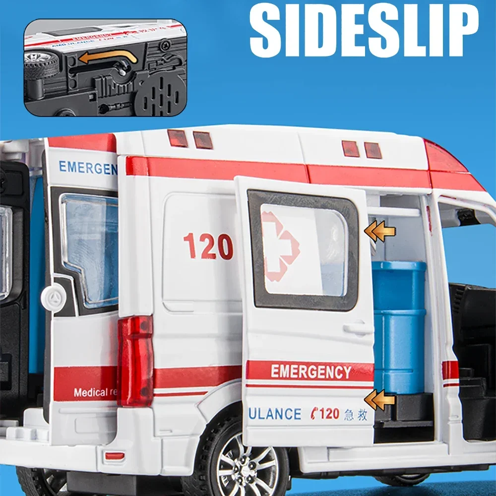 Metal Cars Toys Scale 1/32 Diecast Alloy Ambulance Car Model for Boys Children Kids Toy Vehicles Sound and Light Pull Metal Cars Toys Scale 1/32 Diecast Alloy Ambulance Car Model for Boys Children Kids Toy Vehicles Sound and Light Pull
