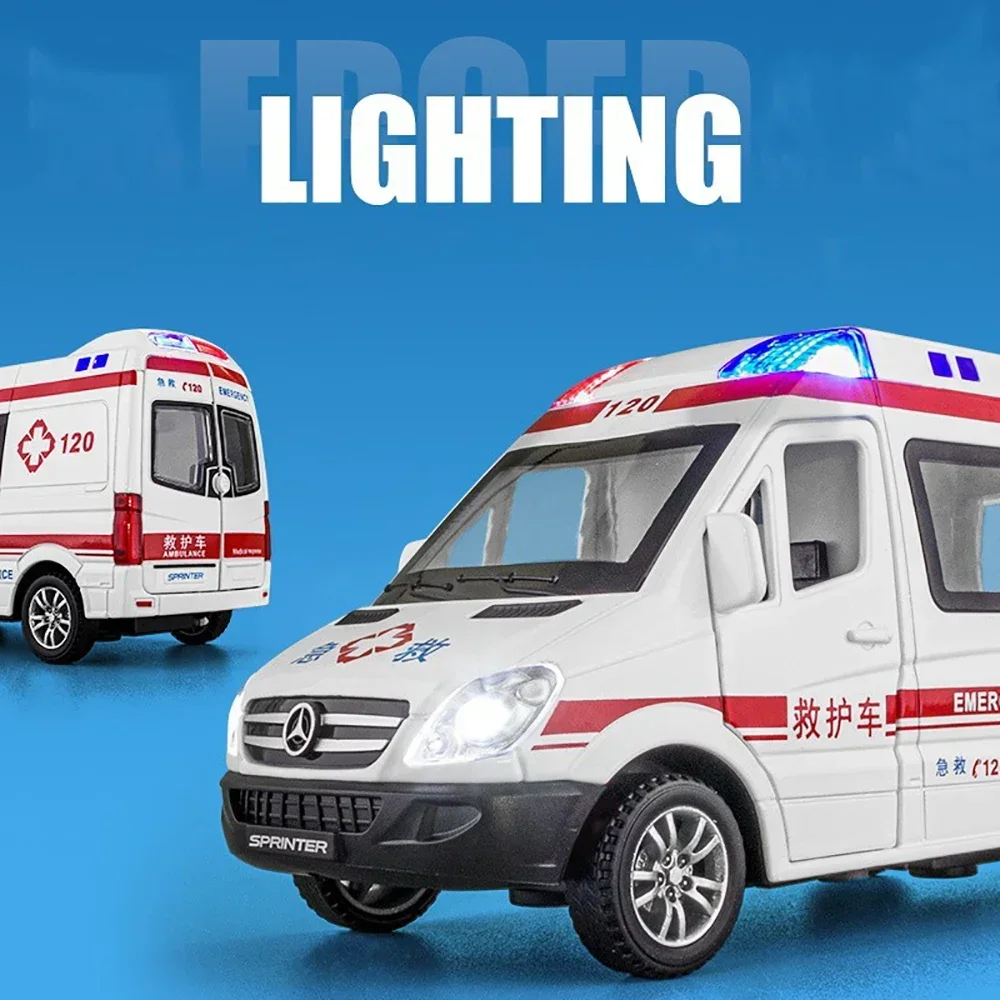 Metal Cars Toys Scale 1/32 Diecast Alloy Ambulance Car Model for Boys Children Kids Toy Vehicles Sound and Light Pull Metal Cars Toys Scale 1/32 Diecast Alloy Ambulance Car Model for Boys Children Kids Toy Vehicles Sound and Light Pull