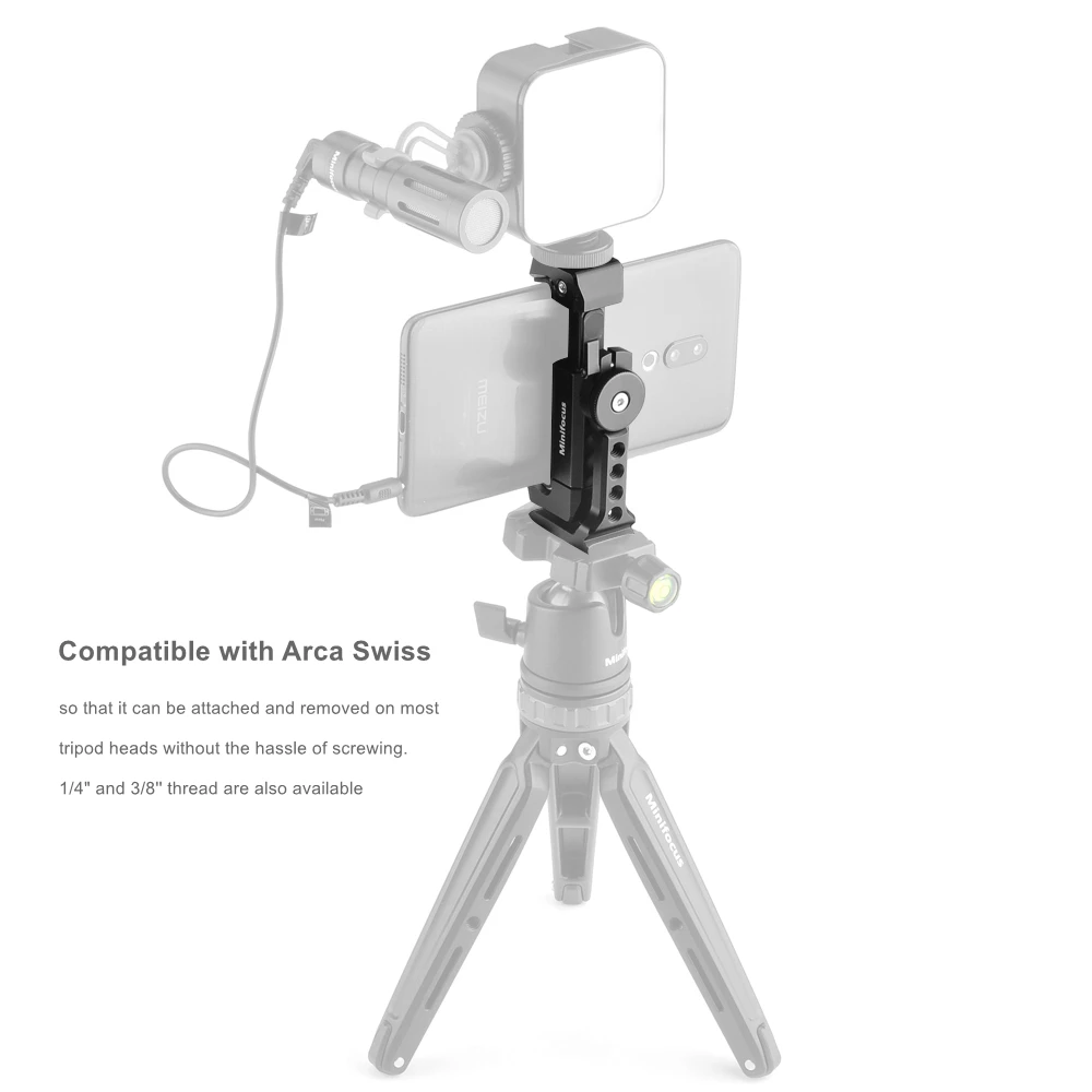 Metal Cell Phone Tripod Mount Smartphone Holder Adapter Aluminum w Cold Shoe Arca for iPhone Metal Cell Phone Tripod Mount Smartphone Holder Adapter Aluminum w Cold Shoe Arca for iPhone