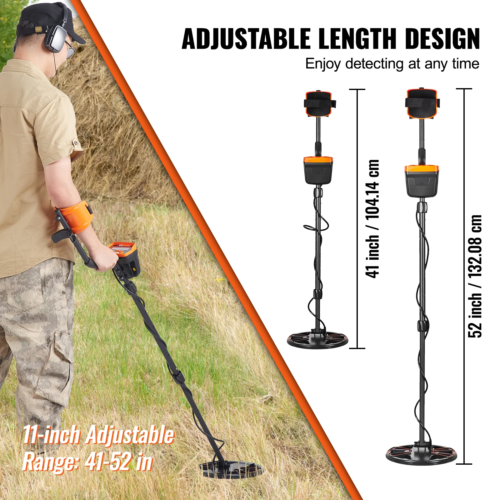 Metal Detector for Adults and Kids 10Inch Waterproof Search Coil with LCD Display 7 Modes Adjustable 41”-52” Aluminum Metal Detector for Adults and Kids 10Inch Waterproof Search Coil with LCD Display 7 Modes Adjustable 41”-52” Aluminum