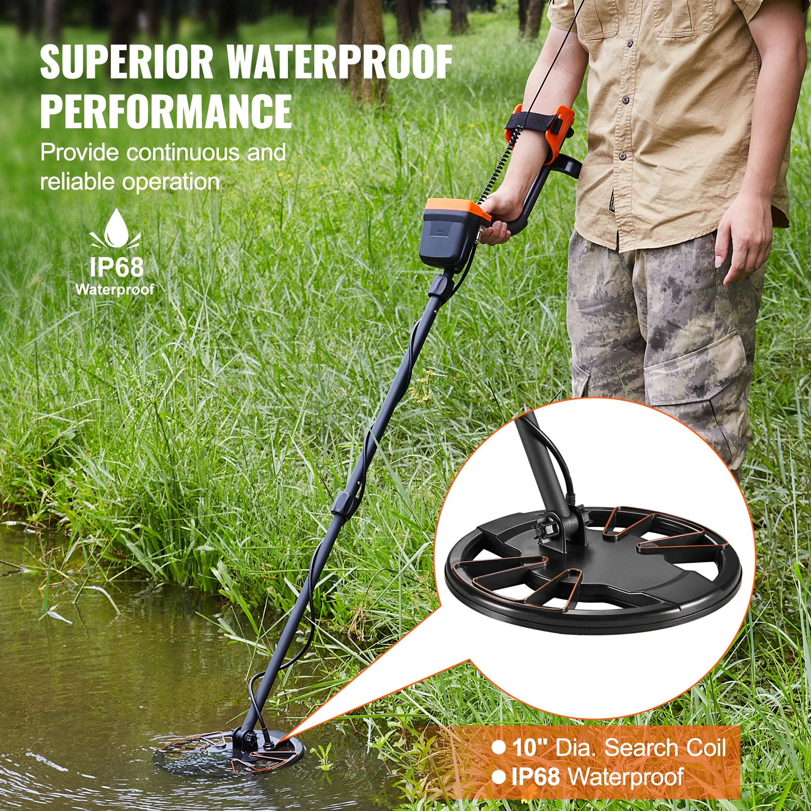 Metal Detector for Adults and Kids 10Inch Waterproof Search Coil with LCD Display 7 Modes Adjustable 41”-52” Aluminum Metal Detector for Adults and Kids 10Inch Waterproof Search Coil with LCD Display 7 Modes Adjustable 41”-52” Aluminum
